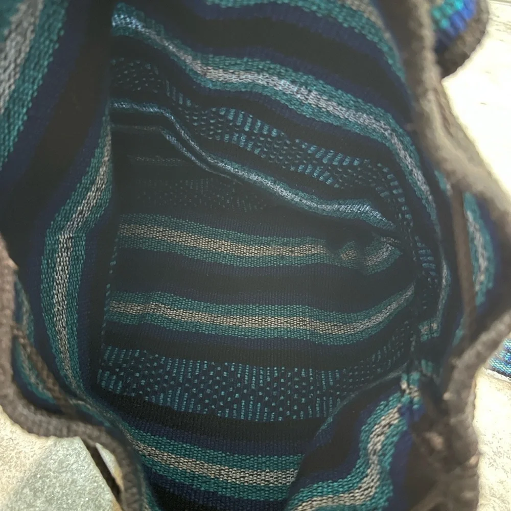 Striped Blue and Black Backpack